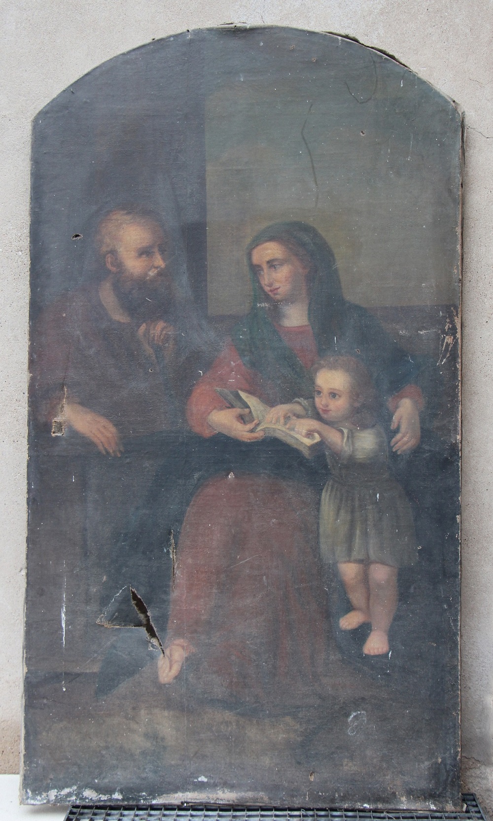 tableau Sainte-Famille avant restauration