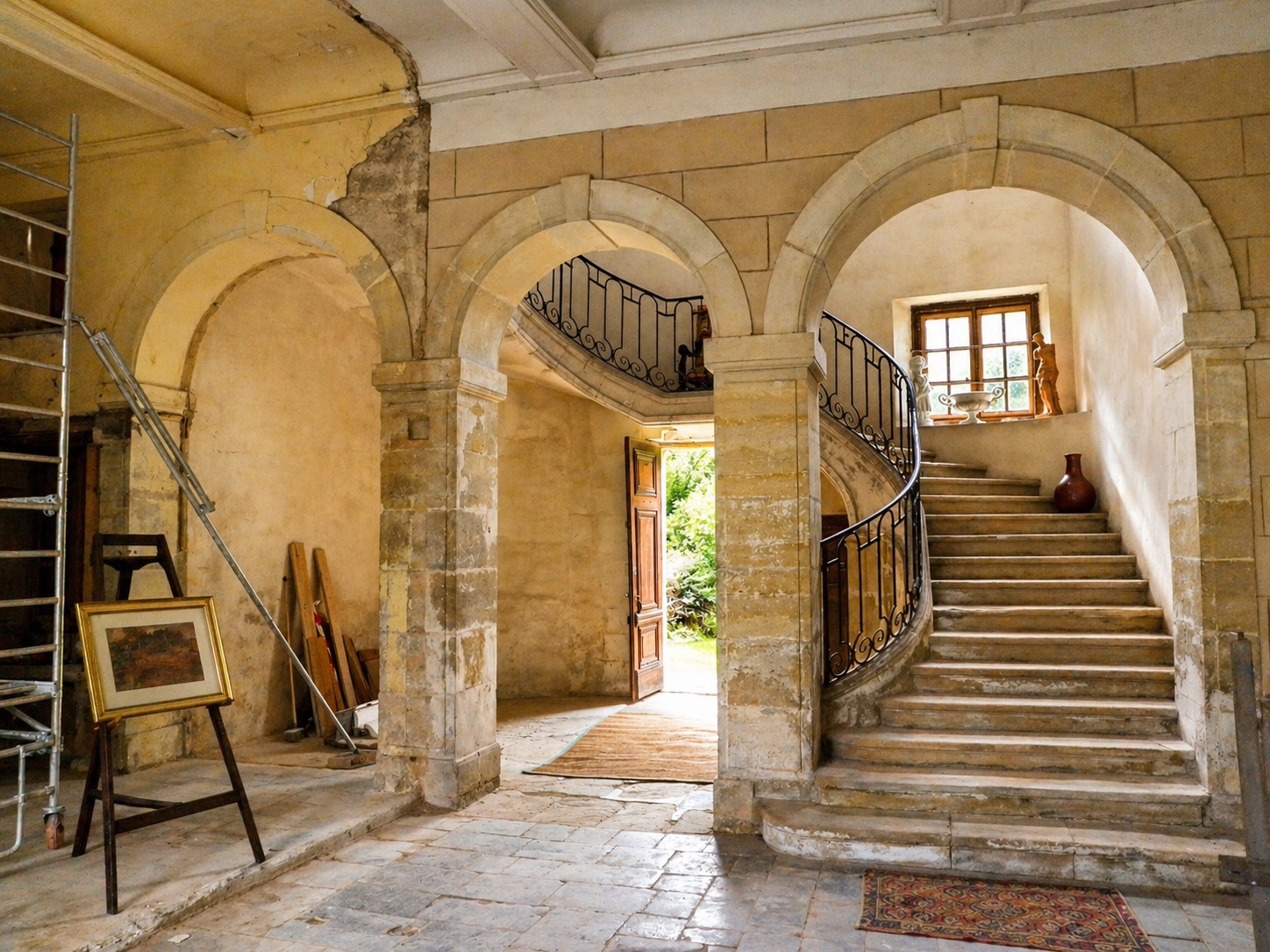 Château de Dombrot-le-Sec hall entrée escalier honneur